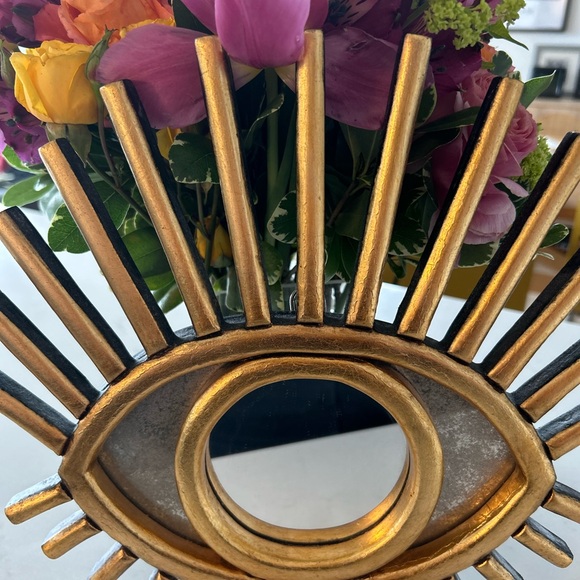 West Elm Gold Eye-Shaped Wall Mirror Decor
Made in Peru
Wood - Picture 4 of 4